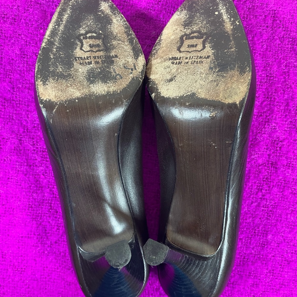 Stuart Weitzman Solid Brown Square Toe Heels 8.5m - image 8